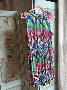 Sleeveless Multicolor Ikat Print Dress - Romper